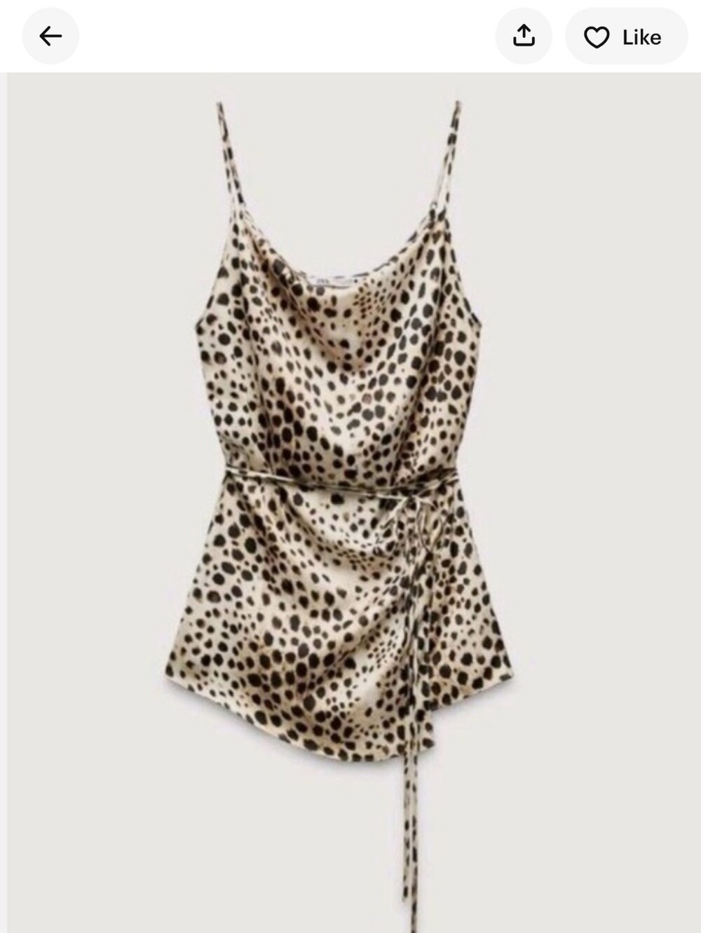 BNWT Zara Leopard Print Cowl Neck Satin Wrap Camisole Top